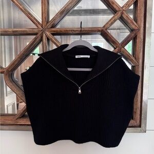 Zara Black Zippered Knit Vest